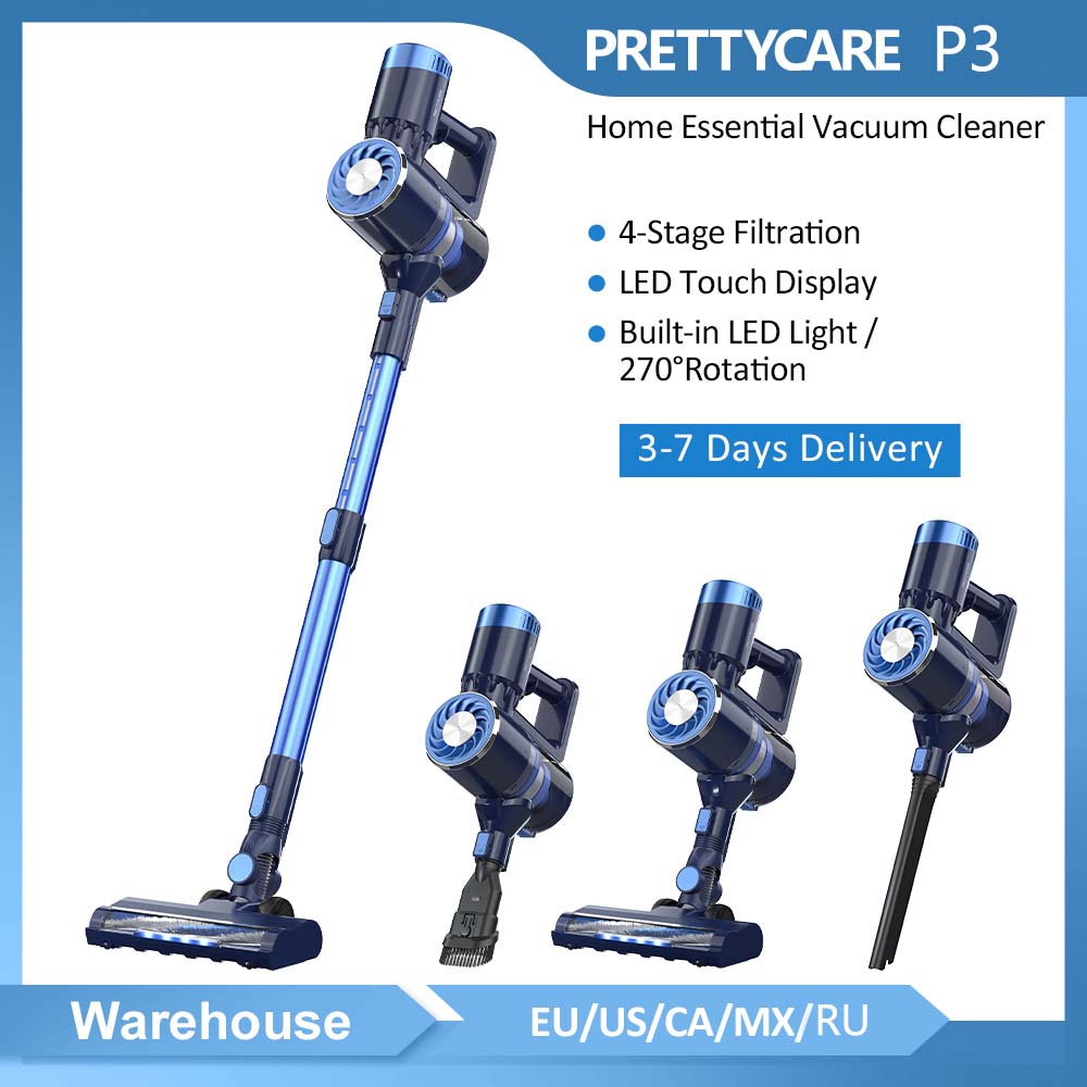 PRETTYCARE P3 Cordless Vacuum Cleaner for Home Use Brushless Motor 27Kpa 45 Mins Wireless Cleaner Stick Vacuum for Hair Carpet