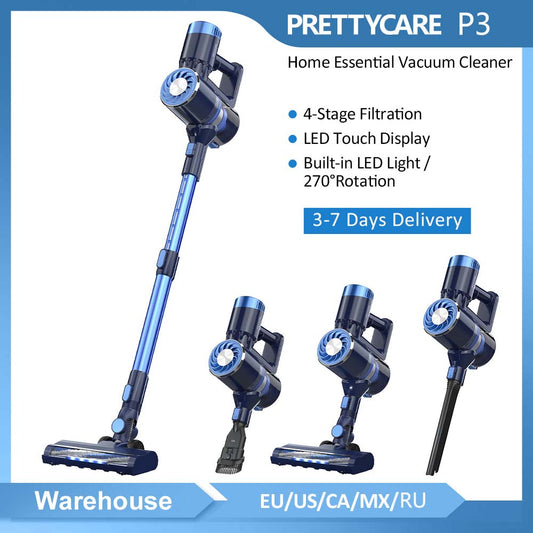 PRETTYCARE P3 Cordless Vacuum Cleaner for Home Use Brushless Motor 27Kpa 45 Mins Wireless Cleaner Stick Vacuum for Hair Carpet