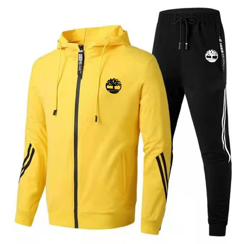 New Men&#39;s Tracksuits Fashion Print Autumn Winter Man Zipper Hoodie + Sweatpants Sets Running Brand Casual High Quality Sport Kit