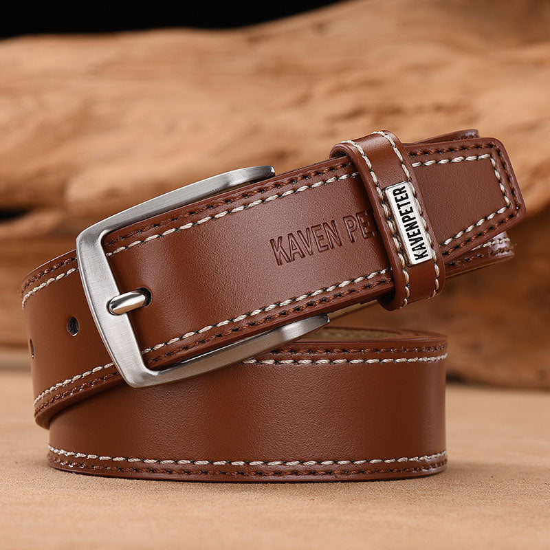 Fashion Men Belts Genuine Leather Luxury Designer Brown Vintage Waist Belt For Jeans Cinturon Cowboy Hombre Dropshipping