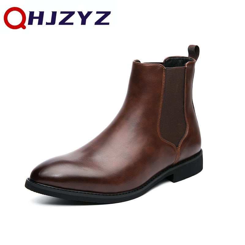 2023 Brand Leather Men Chelsea Boots Designer Italy Dress Boots Men Fashion Casual Warm Plush Business Ankle Boots Big Size 48