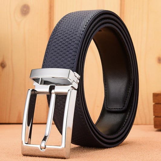 Man Cowskin Leather Belts For Men Jeans Plaid Strap High Quality Luxury Pin Buckle Male Genuine Leather Classic Belt Waistband