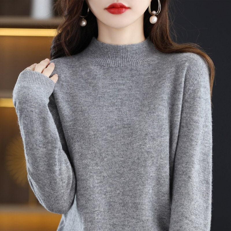 Winter 2023 Top Women Line Ready-to-wear Half Turtleneck Free Shipping South Korean Fashion Pullover Winter Lady