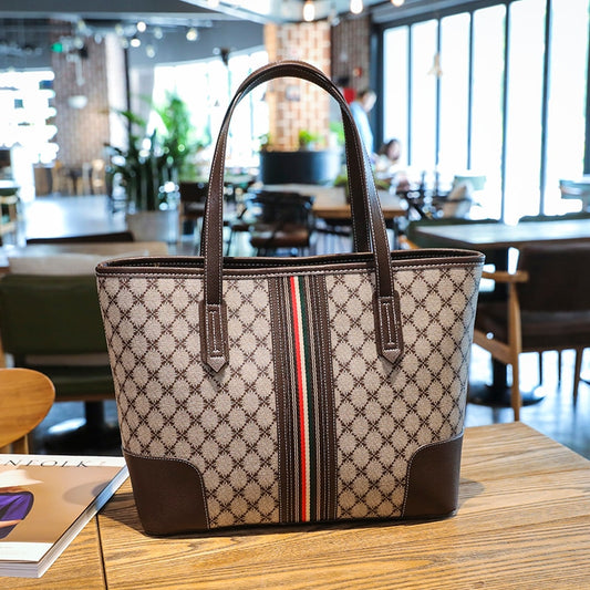 Shoulder Tote Bags For Women 2022 New Luxury Fashion Large Leather Shopping Designer Plaid Travel Party Female Laptop Handbags