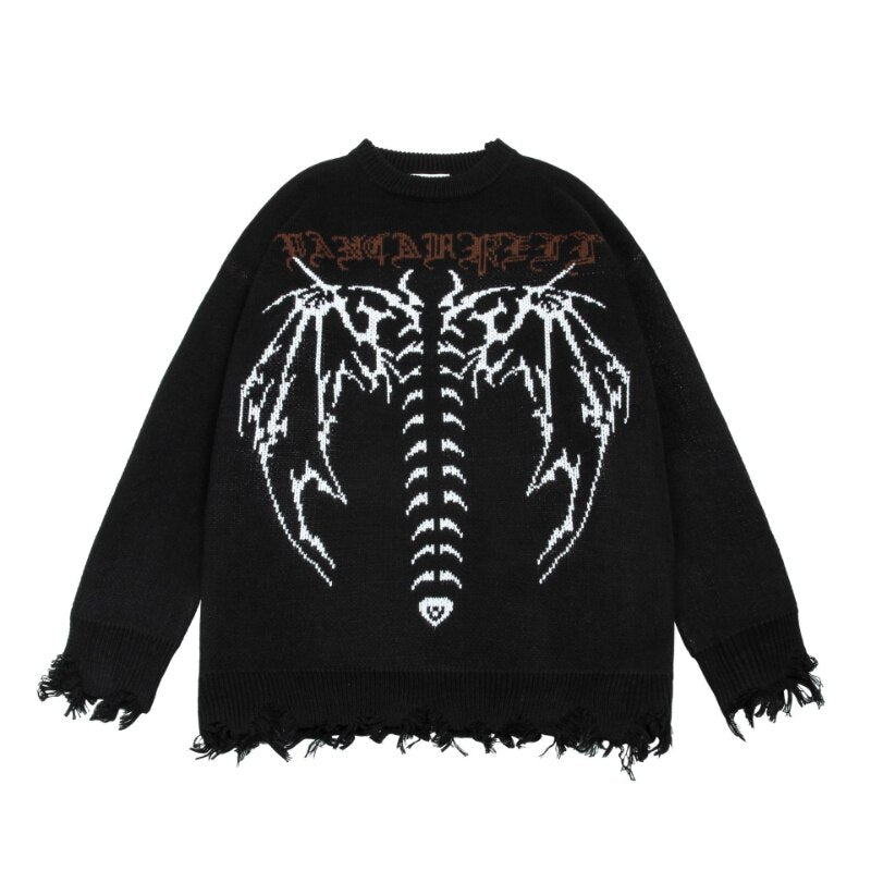 European and American Men&#39;s Sweater Darkness American Street Skull Pullover Loose Couple&#39;s Sweater