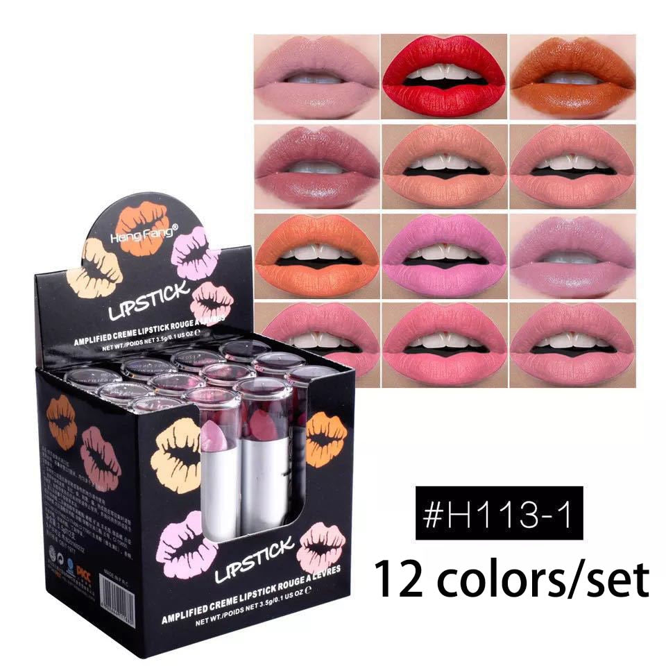 12 Color Lipstick Big Red Suit All Red Makeup Stage Performance Own Brand Cosmetics Free of Transportation Matte Lipstick