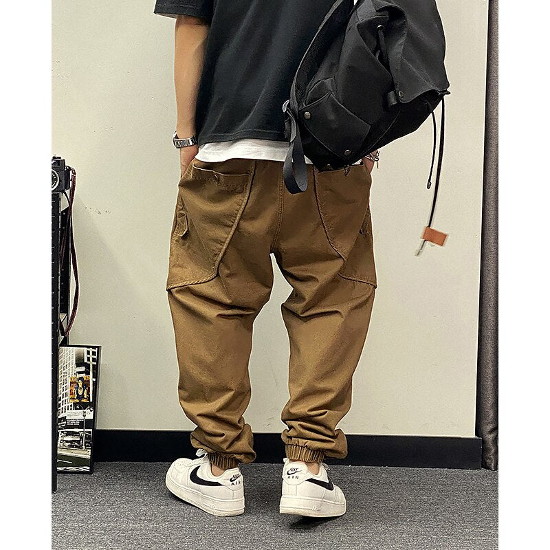 Korean Streetwear Loose Plus Size Cargo Pants Men Clothing Harajuku High Quality Harem Joggers Japanese Casual Baggy Trousers