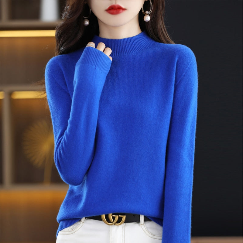 Winter 2023 Top Women Line Ready-to-wear Half Turtleneck Free Shipping South Korean Fashion Pullover Winter Lady