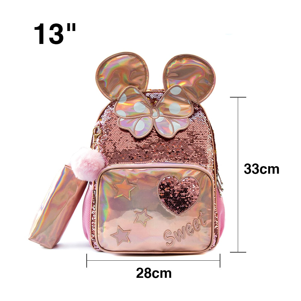 School Bags for Girls School Backpack 13&quot; 16&quot; Champagne Sequins  School Supplies for Girls Backpacks for School Teenagers Girls