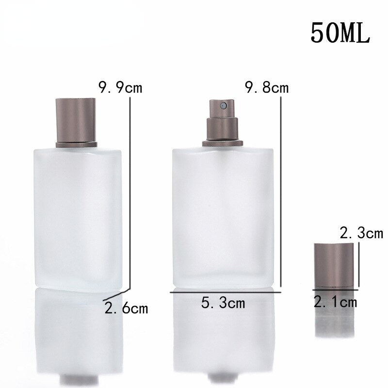 5PCS 30ml 50ML 100ML Portable Frosted Glass Perfume Spray Bottle High-end Perfume Replacement Sub-bottle Press Refillable Bottle