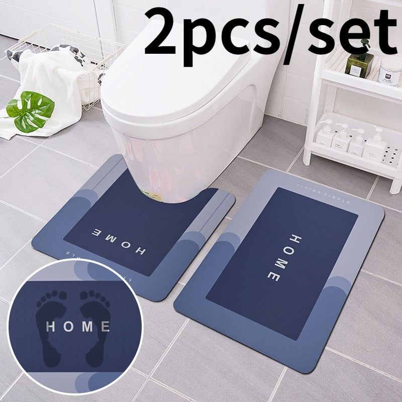 2pcs/Set Bathroom Mat Set Nappa Toilet Mat Non-slip Bath Rug Water Absorbent Entrance Doormat Shower Floor Carpet felpudo