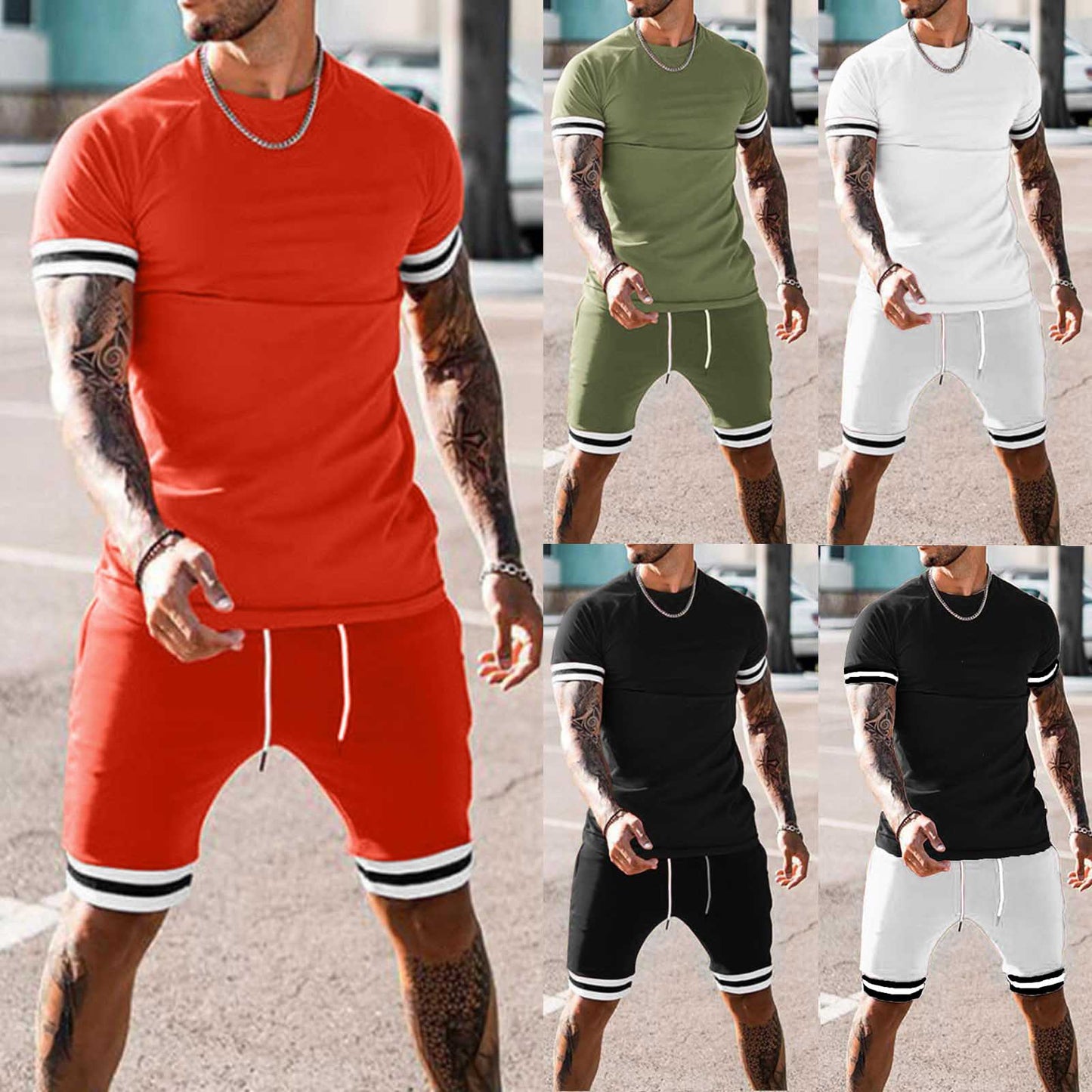 Summer Custom Designer Logo Clothing Tracksuit 2 Two Piece Shirts And Short Set Men