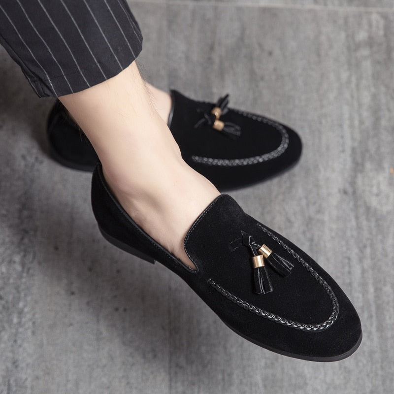 Designer 2022New Mens Leather Casual Shoes for Men Tassel Loafers Comfortable Black Brown Moccasins suede mens shoes mocasines