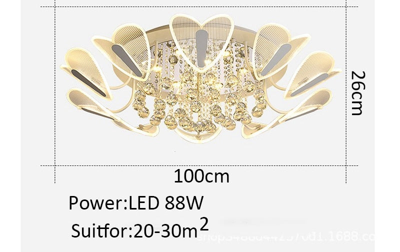 Hyundai K9 Crystal Ceiling Light Light Luxury Bedroom Dining Room Indoor Chandelier Simple Heart-Shaped Decorative