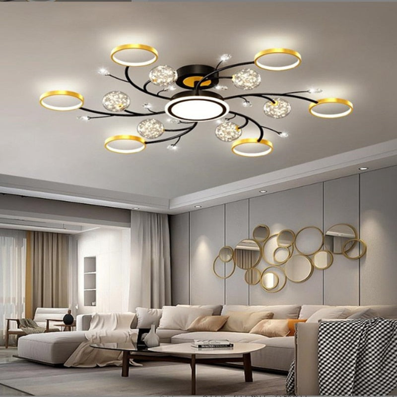 Living Room Modern Chandelier Light Luxury Starry LED Bedroom Ceiling Lamp Nordic Minimalist Restaurant Interior Decoration Lamp