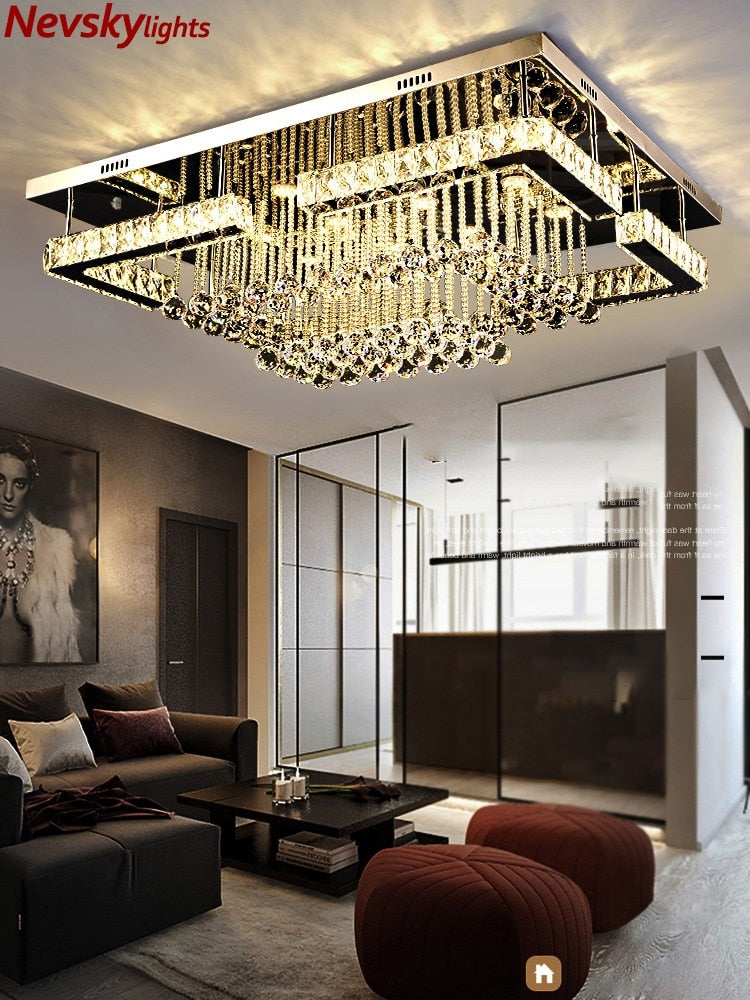 Modern crystal ceiling lights living room luxury silver ceiling light bedroom led Ceiling Lamps dining crystal Fixtures kitchen