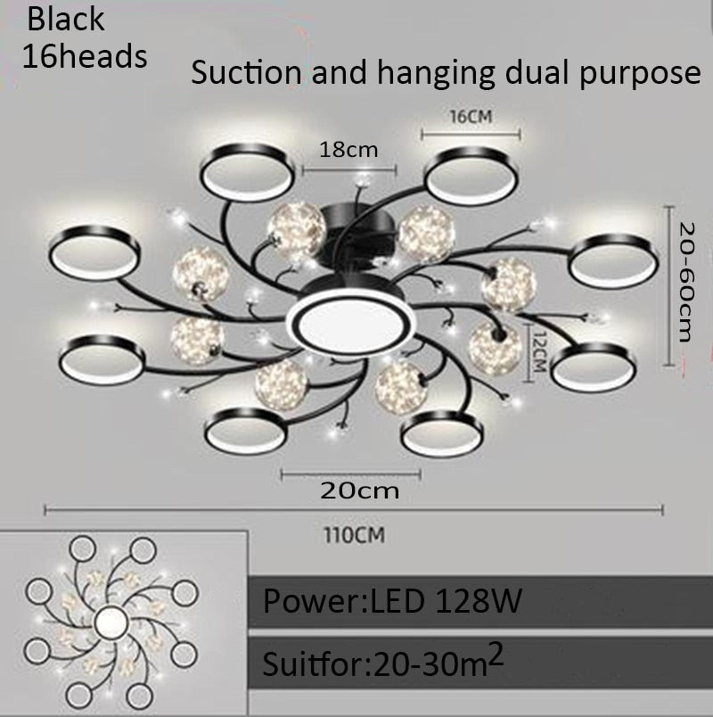 Living Room Modern Chandelier Light Luxury Starry LED Bedroom Ceiling Lamp Nordic Minimalist Restaurant Interior Decoration Lamp