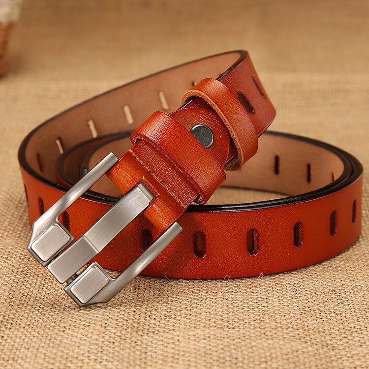 RAINIE SEAN Red Women Belt Pin Buckle Real Leather Belts for Jeans Genuine Leather Cowskin High Quality Solid Ladies Belt 110cm