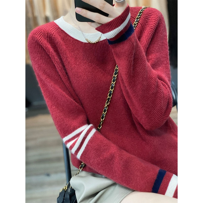 Heavyweight Thickened Wool Sweater Women Loose 2022 Autumn And Winter New Yuanbao Knitwear Round Neck Top Free Of Freight