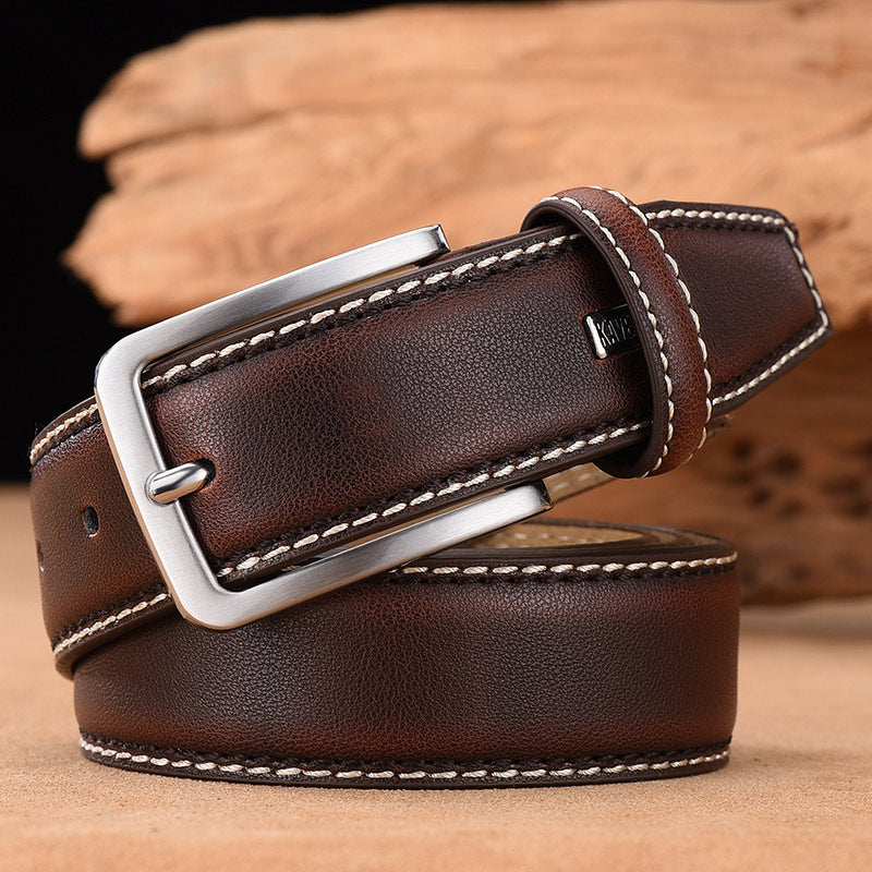 Fashion Men Belts Genuine Leather Luxury Designer Brown Vintage Waist Belt For Jeans Cinturon Cowboy Hombre Dropshipping