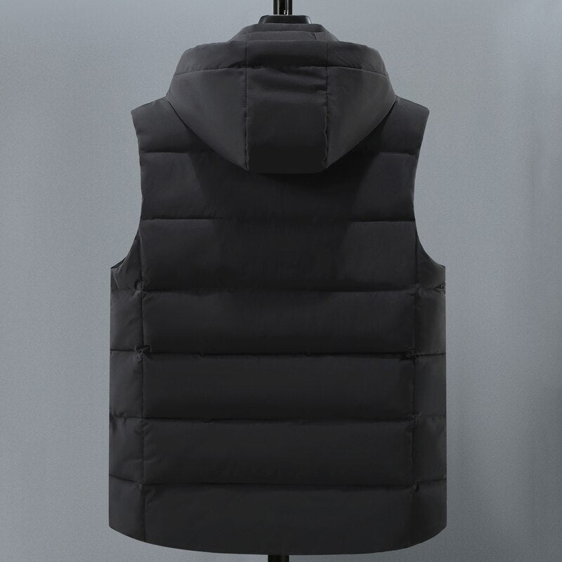 Brand Sleeveless Vest Jacket Men 2022 Autumn Winter Fashion Casual Cotton Padded Coats Male Thick Warm Black Waistcoat