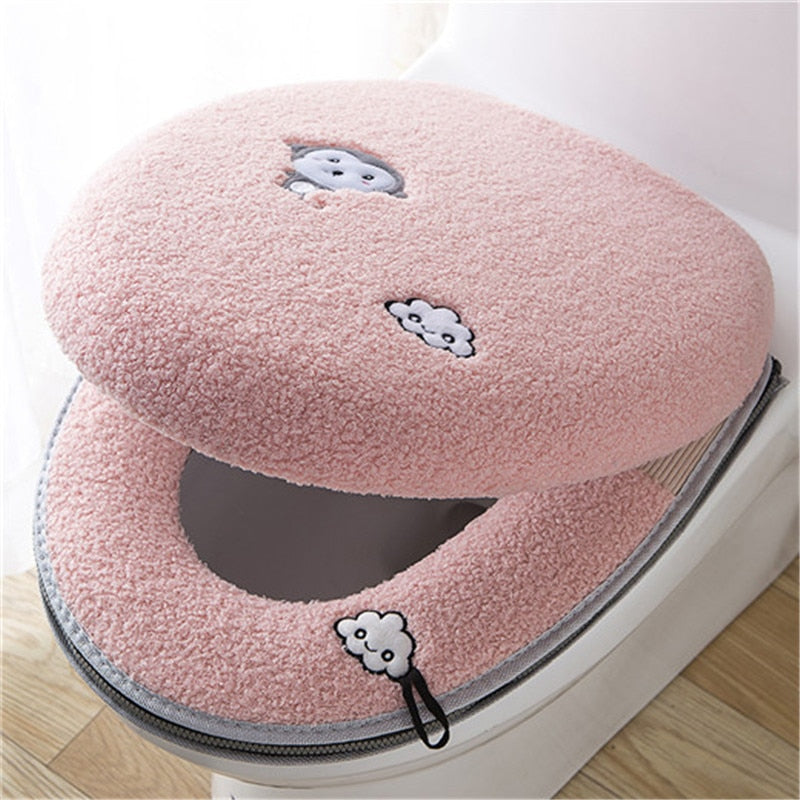 Toilet Seat Mat Set Bathroom Universal  2pcs/set Cushion+lid Cover Warm Soft Washable Closestool Seat Case Winter Pad Bidet Mats