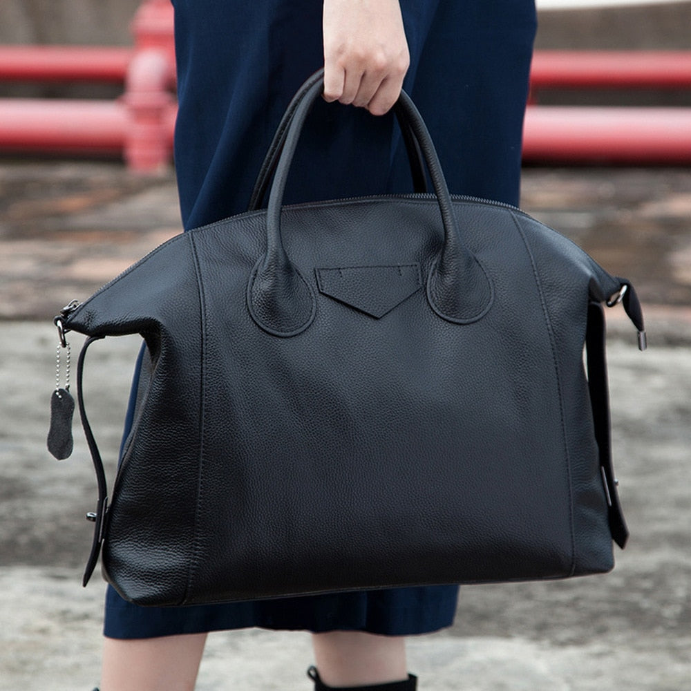 Oversized Genuine Leather Tote for Women Handbag Solid Color Vintage Large Shopper Purses Large Clutch Bag Female Black Bag 2021