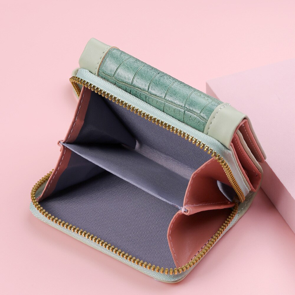 Fashion Square Plaid Women&#39;s Short Wallet Large Capacity Multi-card Zipper Bags for Women 2022 Trendy Texture 3 Fold Coin Purse