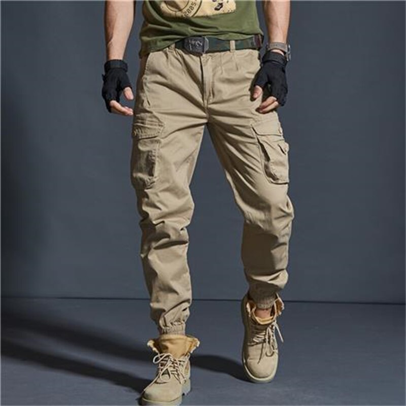 High Quality Khaki Casual Pants Men Military Tactical Joggers Camouflage Cargo Pants Multi-Pocket Fashions Black Army Trousers