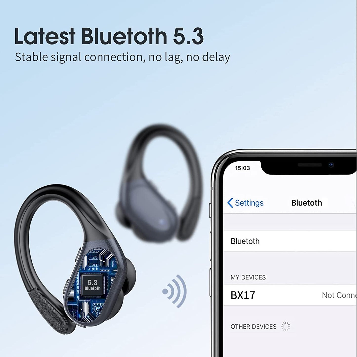 TWS Bluetooth 5.3 Earphones True Wireless Headphones With Mic Button Control Noise Reduction Earhooks Waterproof Sports Headset