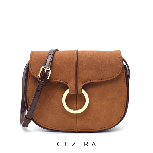 CEZIRA Retro Casual PU Leather Saddle Handbags For Women Luxury Design Flap Messenger Purse Female Small Faux Sued Shoulder Bags