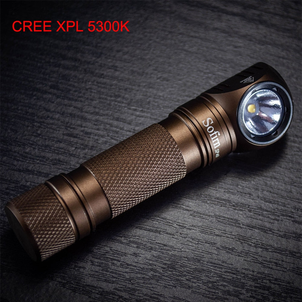 Sofirn SP40 LED Headlamp XPL 1200lm 18650 USB Rechargeable Headlight 18350 Flashlight with Power Indicator Magnet Tail