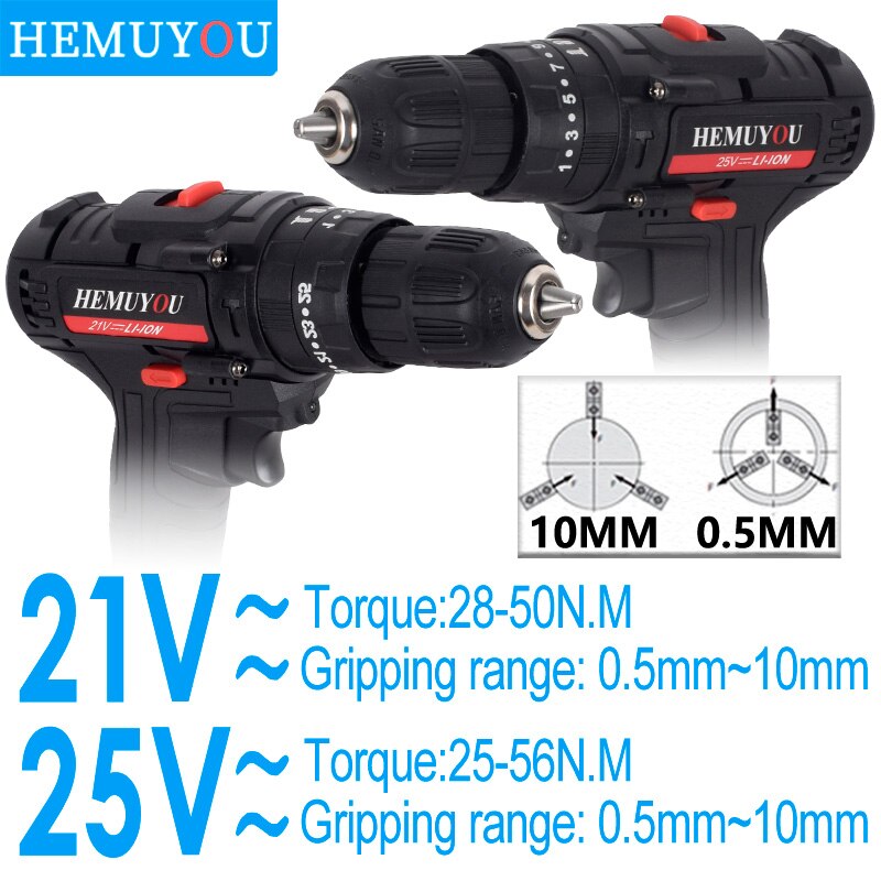 Cordless electric screwdriver mini electric drill cordless lithium ion battery 21v25V variable speed torque power tool