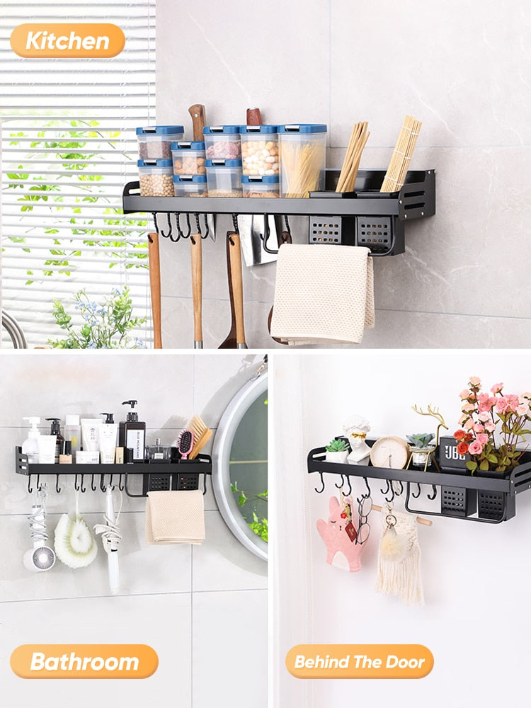 Joybos Kichen Organizer Spices Aluminum Multifunction Kichen Shelf Storage Rack Wall-mounted Kitchen Organizer for Spices