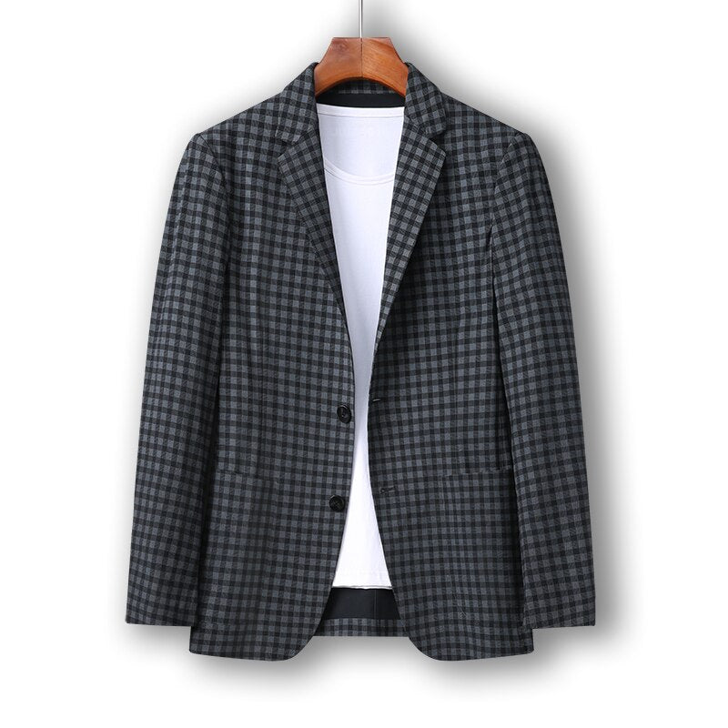 Top Grade Traceless Classic Expensive New Brand Casual Fashion Designer Suit For Men Blazer Jacket Plaid Coat Men&#39;s Clothing