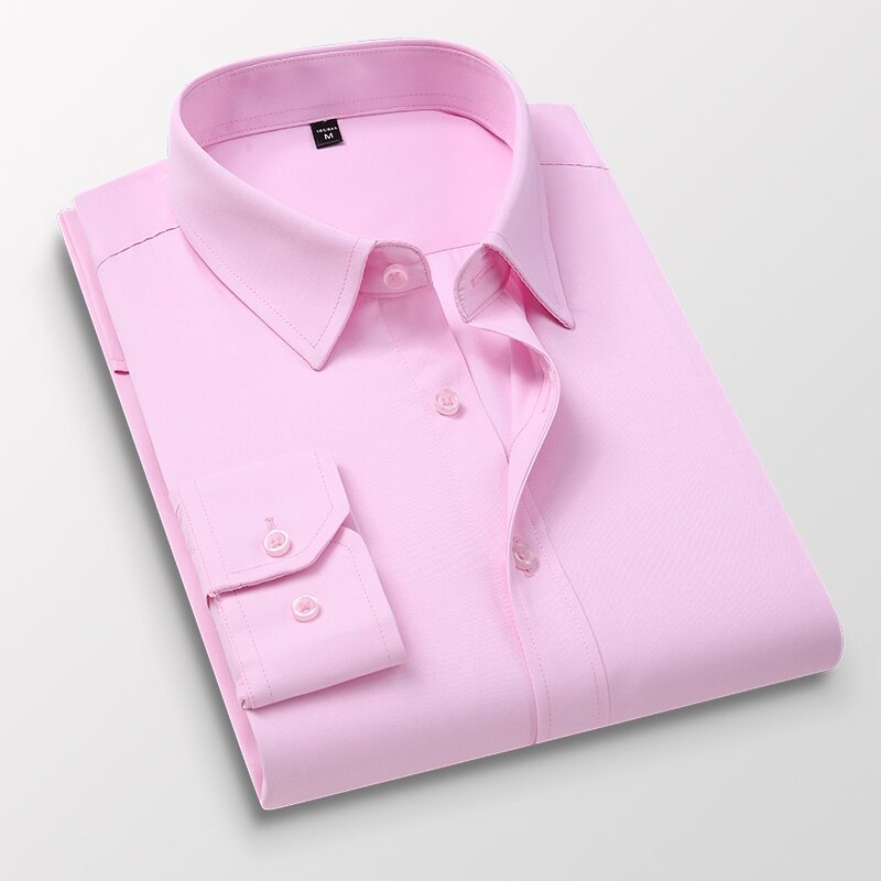 New Luxury Men&#39;s Shirt Business Casual Smooth Soft Comfort Slim Fit Solid Color Long/Short Sleeve Dress Shirt Gift for Men