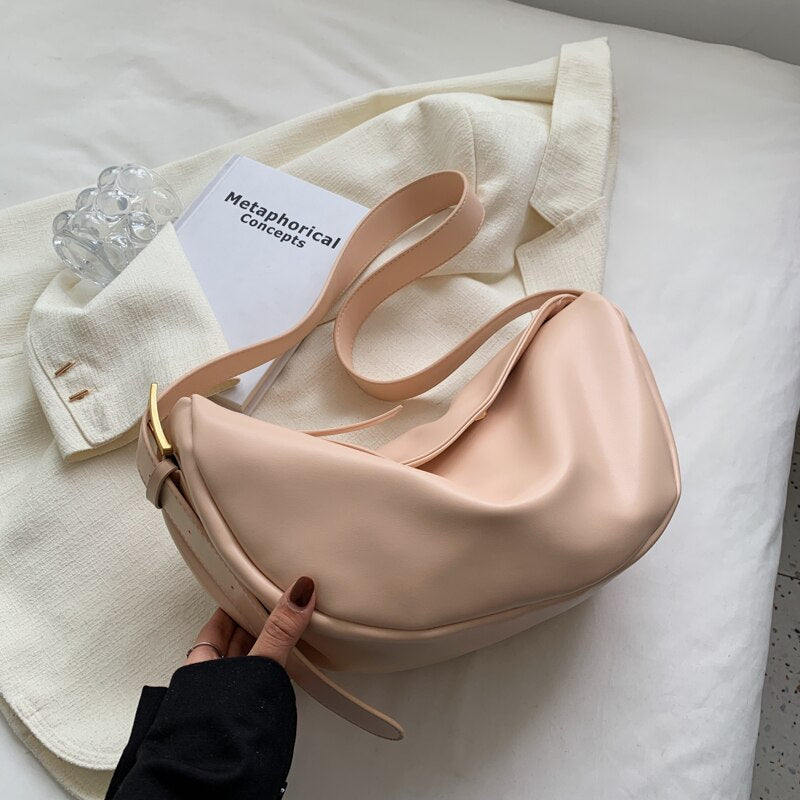 new luxury designer handbag women soft leather shoulder bags solid color large crossbody bag for girl sac a main Casual Hobo Bag