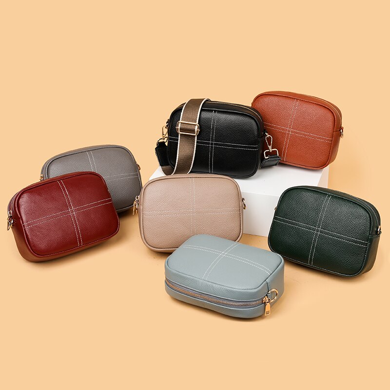 Cowhide Bag 2022 New Leather Soft Leather Zero Wallet Fashion Versatile Messenger Crossbody Bags For Women Square Bag