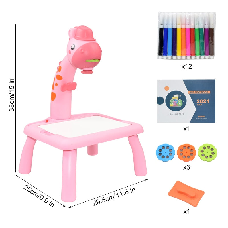 Children Led Projector Art Drawing Table Toys Kids Painting Board Desk Arts Crafts Educational Learning Paint Tools Toy for Girl