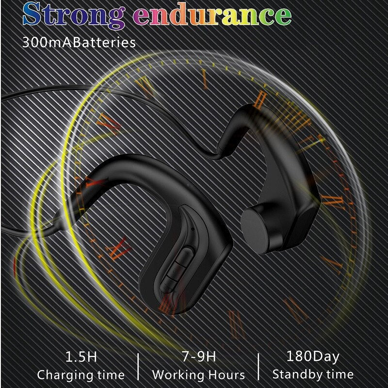 Wireless Bluetooth 5.0 Bone Conduction Earphone IPX8 Waterproof Diving Swimming Headphone Built-in memory 32G Headset With Mic