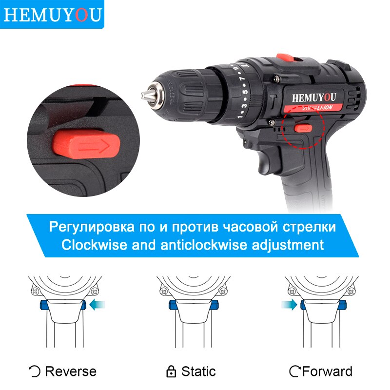 Cordless electric screwdriver mini electric drill cordless lithium ion battery 21v25V variable speed torque power tool