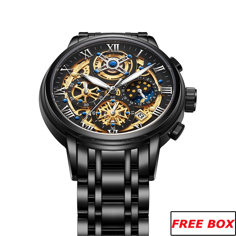 LIGE Gold Luxury Watch Men Quartz Steel Waterproof Sport Watches Wristwatch Military Chronograph Date Clock Relogio Masculino