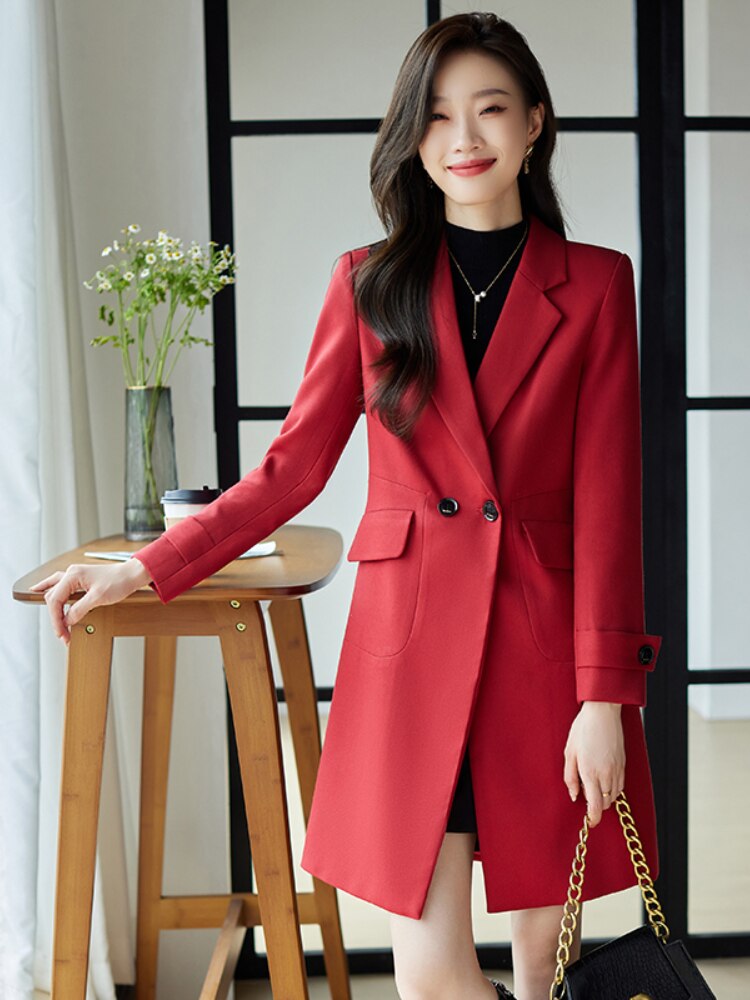 Autumn Trench Coat for Women  Mid-length  Jackets 2022 New Fashion Women Clothing Suit Jacket Women OL Elegant Long Coat Women