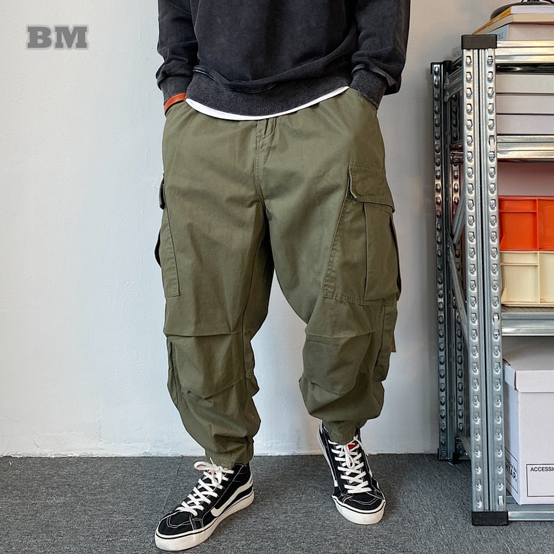 American Hip Hop Loose Cargo Pants Men Clothing Harajuku High Quality Streamers Casual Harem Pants Korean Streetwear Trousers