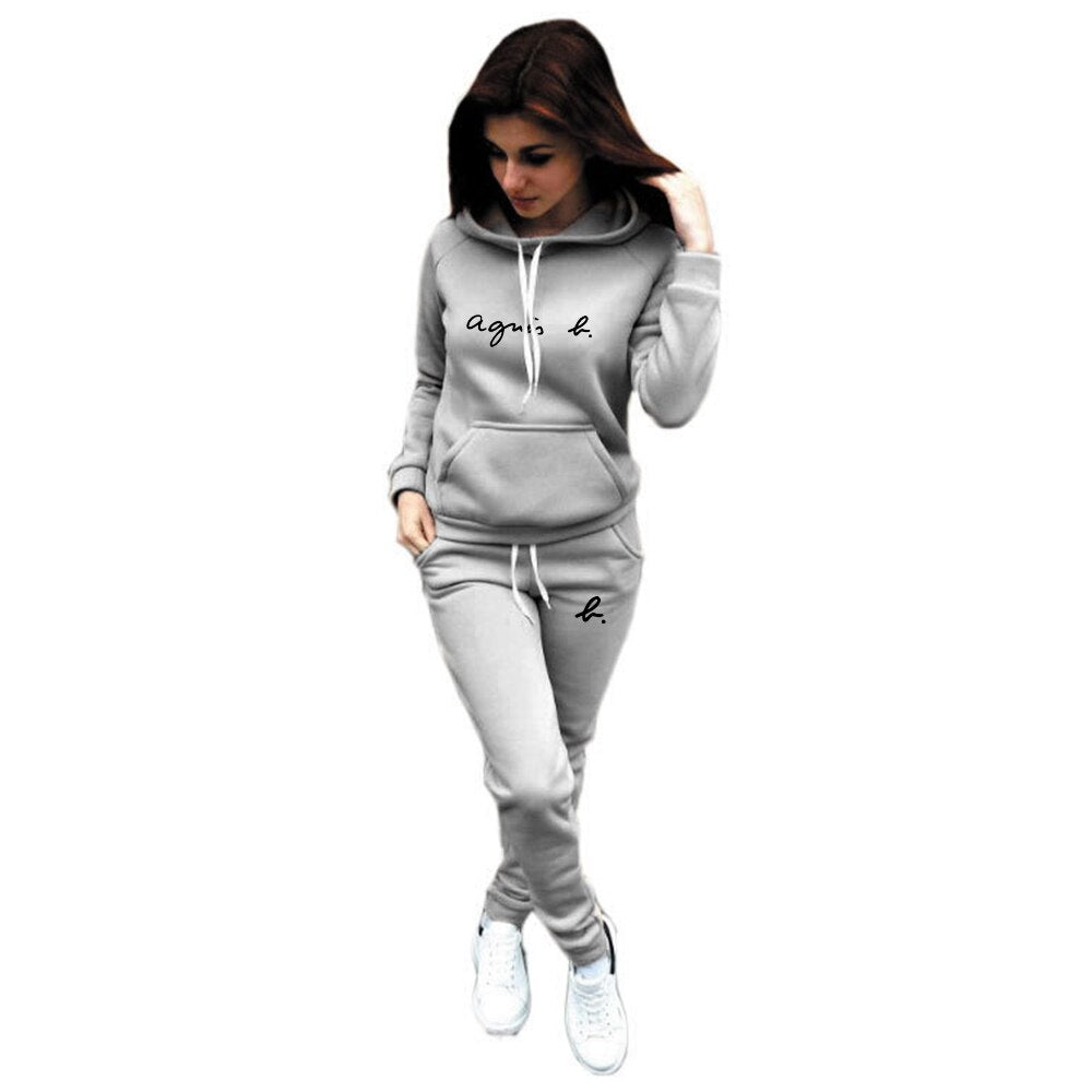 Hoodie Set Women Men Letter Printed Tracksuits Fleece Autumn Winter Hoodies and Pants Pullover Sport Sweatshirt Brand Clothing