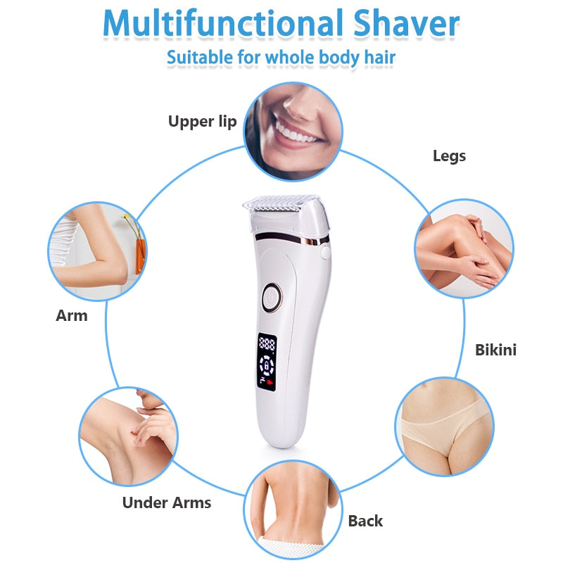 USB Rechargeable Women Painless Electric Epilator Beard Hair Removal Women&#39;s Shaving Machines Portable Female Hair Trimmer LCD