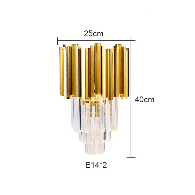 Modern Gold Luxury Crystal Wall Lamp Led Light E14 Bulbs For Bedroom Living Room Study Home Lighting Fixtures