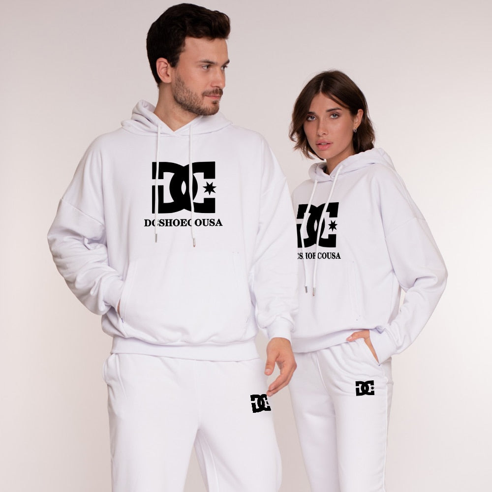 Women Men Letter Printed Tracksuits  Fleece Hoodies and Pants Set Pullover Hoody Sweatshirt Sport Basketball Brand Clothing