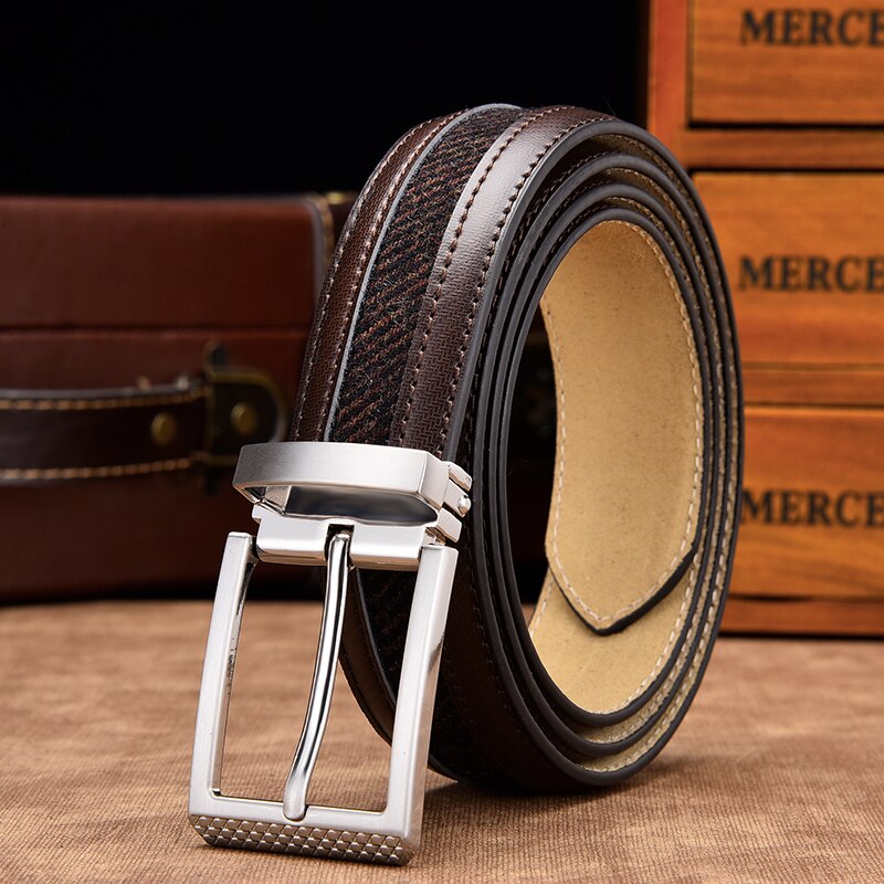 Leather Belt Mixed Canvas Male Strap High Quality Genuine Leather Luxury Pin Buckle Belts For Men Leisure New Fashion