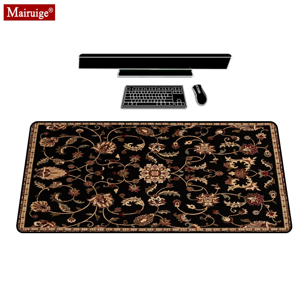 Vintage Persian Rug Black Mouse Pad XXL Gamer Desk Mat Large Keyboard Pad Gaming MousePad 90x40cm/70x30cm for Laptop Table Pads